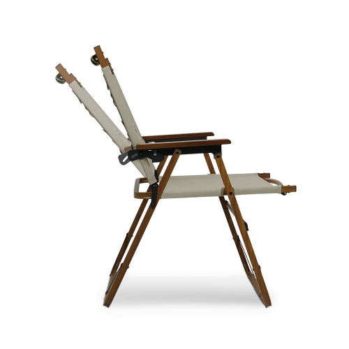 KZM 個性可調木紋折疊椅(象牙白)