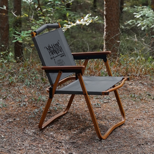 KZM 個性迷你木紋折疊椅(水泥灰)