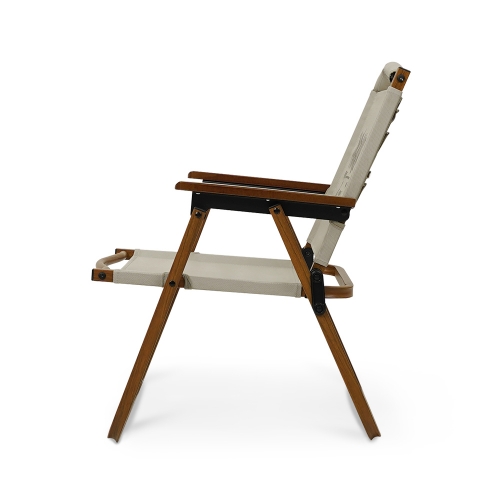 KZM 個性迷你木紋折疊椅(象牙白)