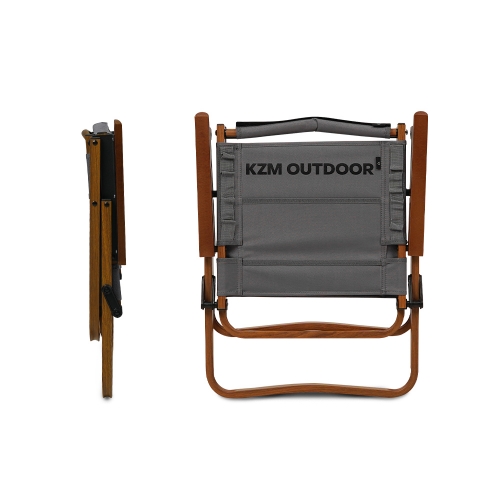 KZM 個性迷你木紋折疊椅(水泥灰)